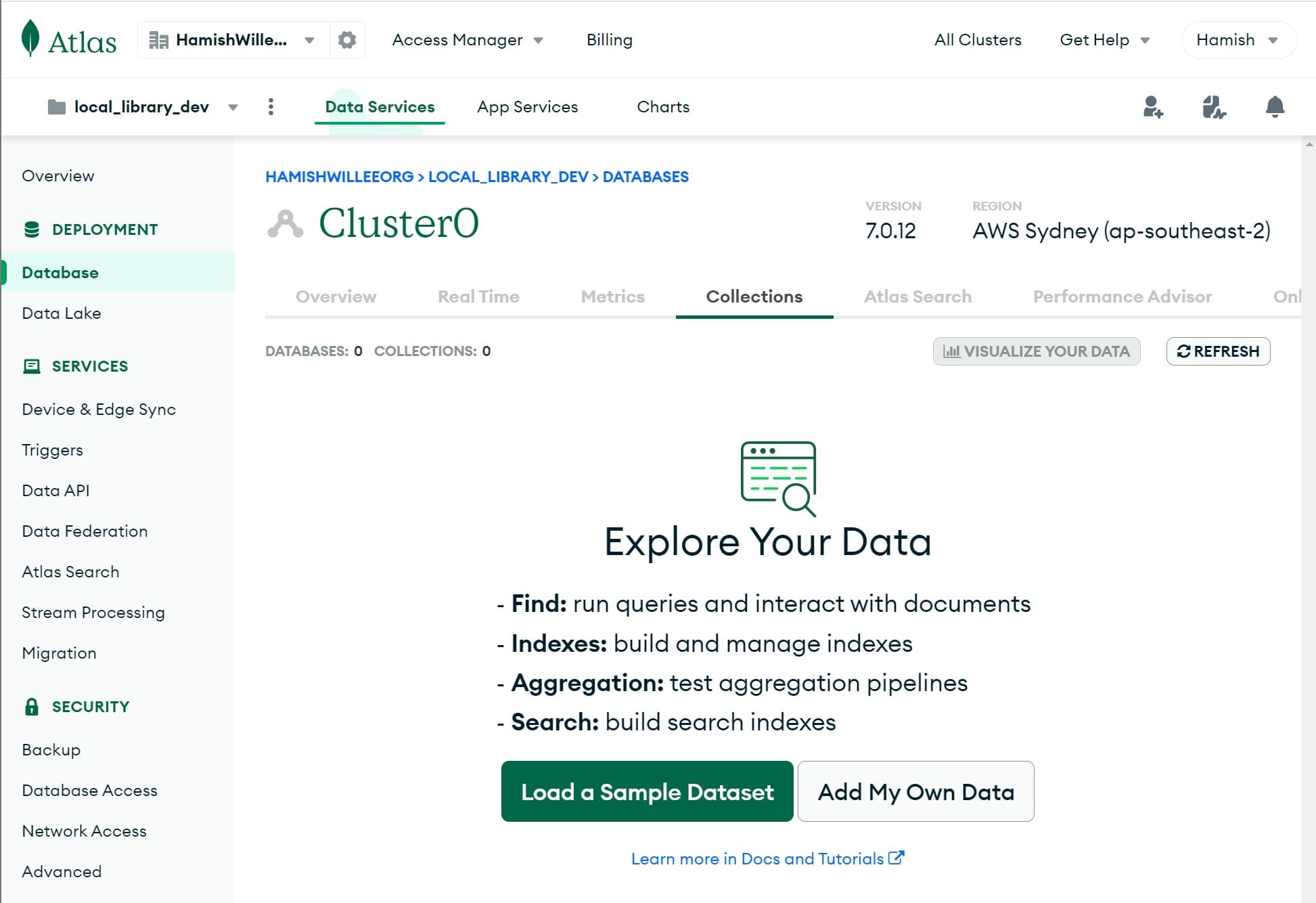 Erstellen Sie eine Datenbank in MongoDB Atlas.
